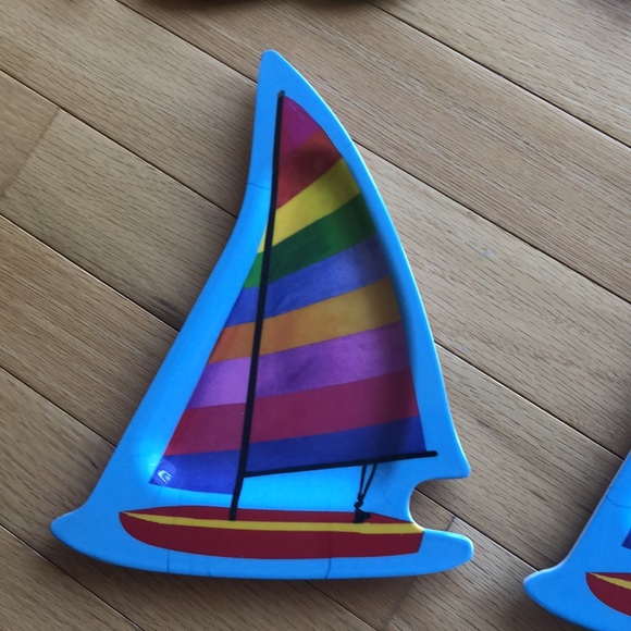 LOT 4 Fish Sailboat colorful small plates indoor outdoor beach nautical ocean - Picture 4 of 9